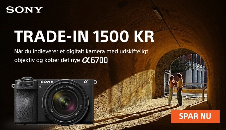 Aflever et gammelt digitalt kamera med udskifteligt optik og få en kontant rabat på kr. 1.500,- ved køb af Sony A6700